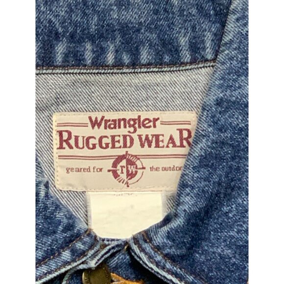Vintage Wrangler Rugged Wear Denim Jacket Mens Large Button-Up Blue Jean Collar - Picture 5 of 13